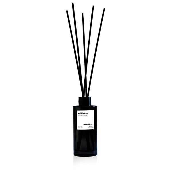 An exquisite Air Fresheners fragrance: Taif Rose Reed Diffusers , presented in a Glass Bottle, part of the Taif Rose Line. This Incense Sticks belongs to the Classic Florals Scent Family with captivating Pure Taif Rose Perfume Notes